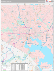 Baltimore CityCounty, MD Wall Map Premium Style 2024
